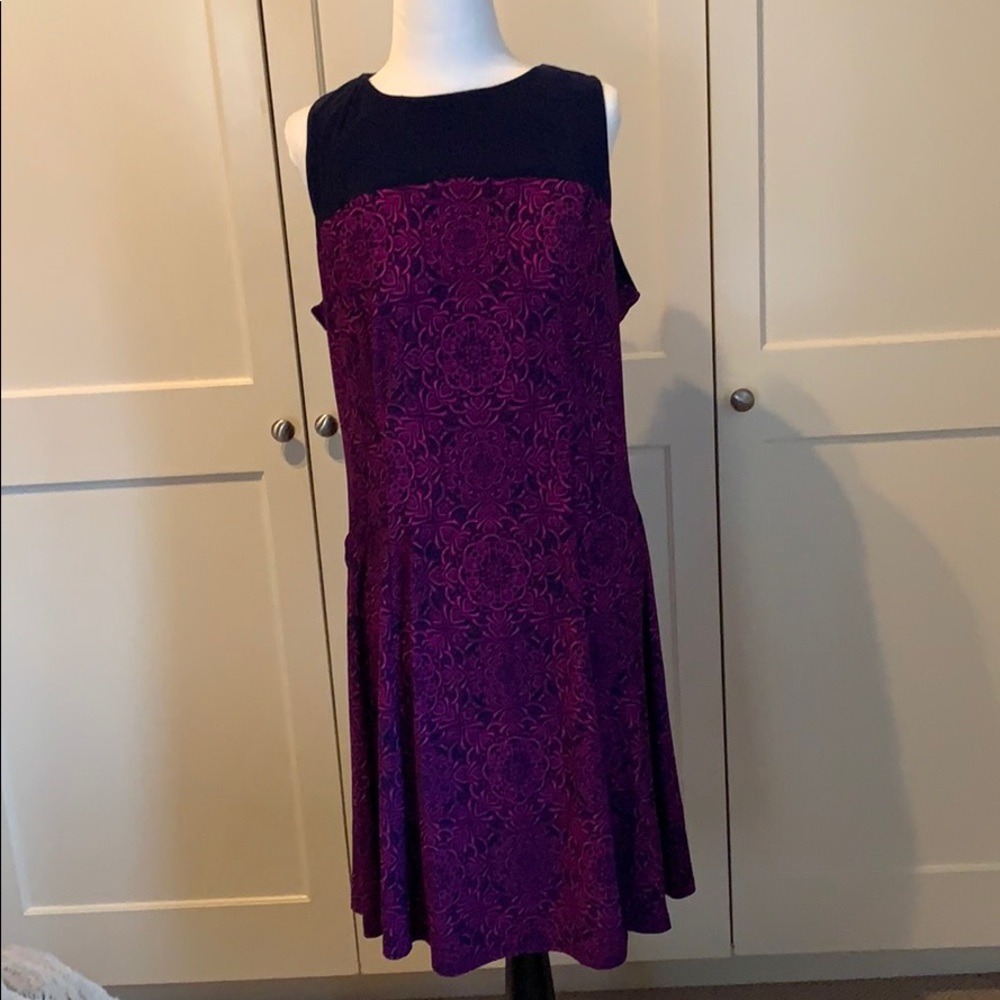 Chaps purple and navy dress